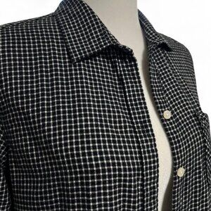 Old Navy The Classic Shirt Black White Micro Plaid Cotton Flannel Size L 90s